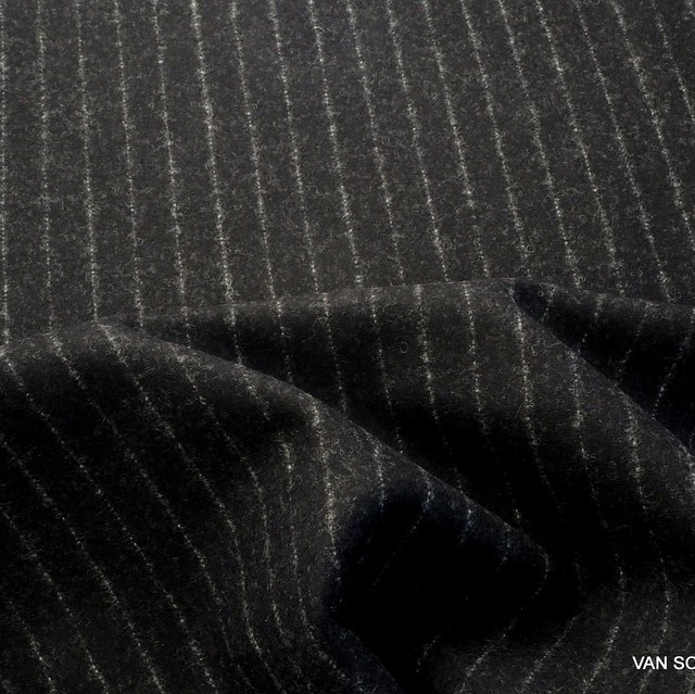 High-quality new wool pinstripe in black-silver