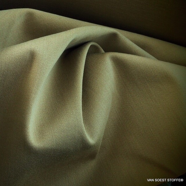Hochwertiger feiner Stretch TENCEL™ Steilköper Mischung in Khaki | Ansicht: Hochwertiger feiner Stretch TENCEL™ Steilköper Mischung in Khaki