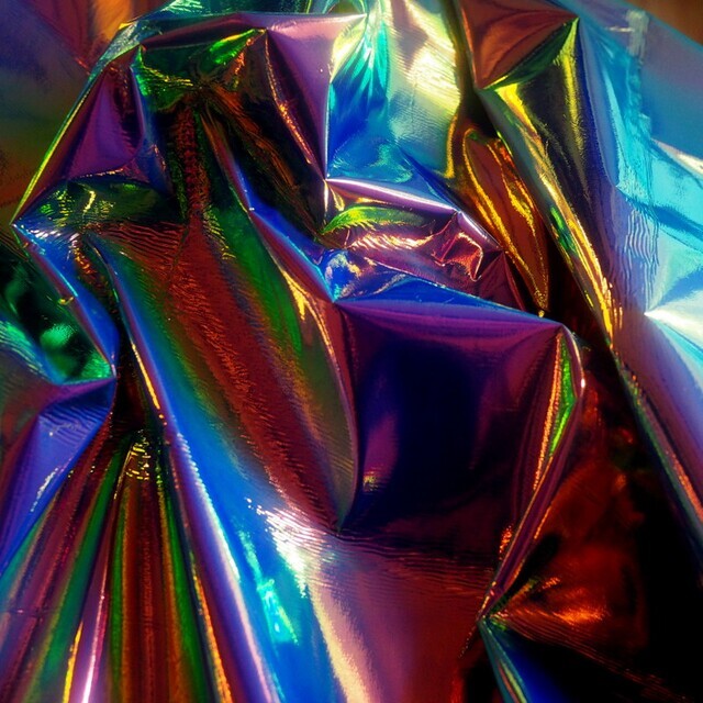 Holografisches Lederimmitat in Farbe Neon Flame | Ansicht: Holografisches Lederimitat in Farbe Neon Flame