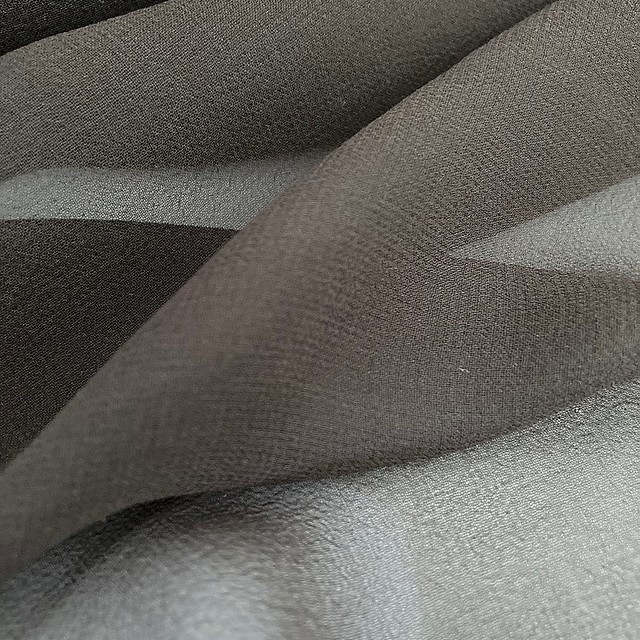 Italian designer silk crepe georgette chiffon made of high twisted yarn in mocca | View: 100% Italian Designer Silk Crepe Georgette Chiffon high twisted yarn mokka