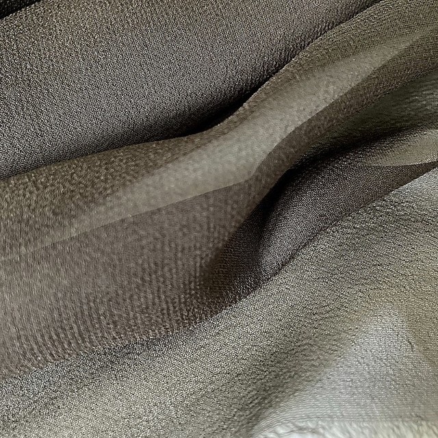 Italian designer silk crepe georgette chiffon made of high twisted yarn in mocca | View: 100% Italian Designer Silk Crepe Georgette Chiffon high twisted yarn mokka