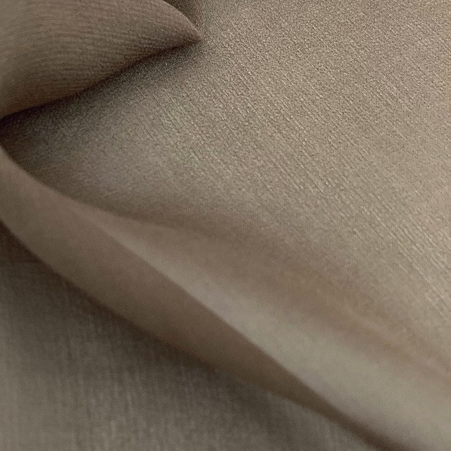 Italian designer silk crepe georgette chiffon made of high twisted yarn | View: 100% Italian Designer Silk Crepe Georgette Chiffon high twisted yarn kakao