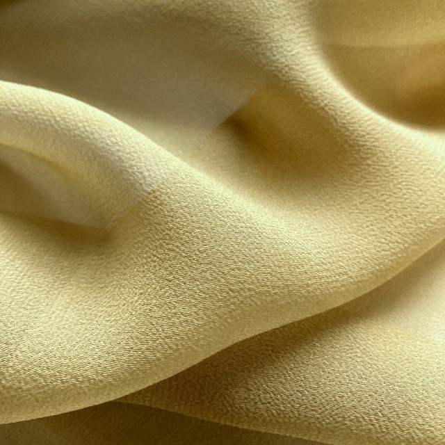 Italian Designer Silk Crepe Georgette Chiffon with high twisted yarn in camel