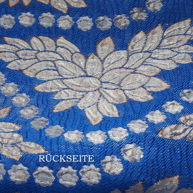 Italian brocade double weave in gold - silver - azure. | View: Italian brocade double weave in gold - silver - azure.