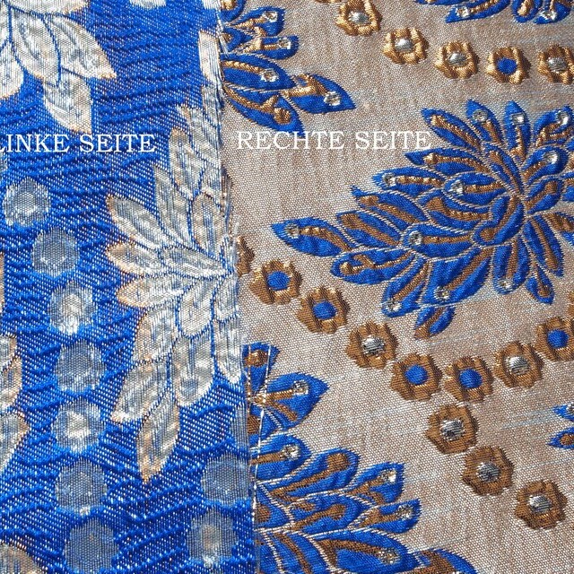 Italian brocade double weave in gold - silver - azure. | View: Italian brocade double weave in gold - silver - azure.