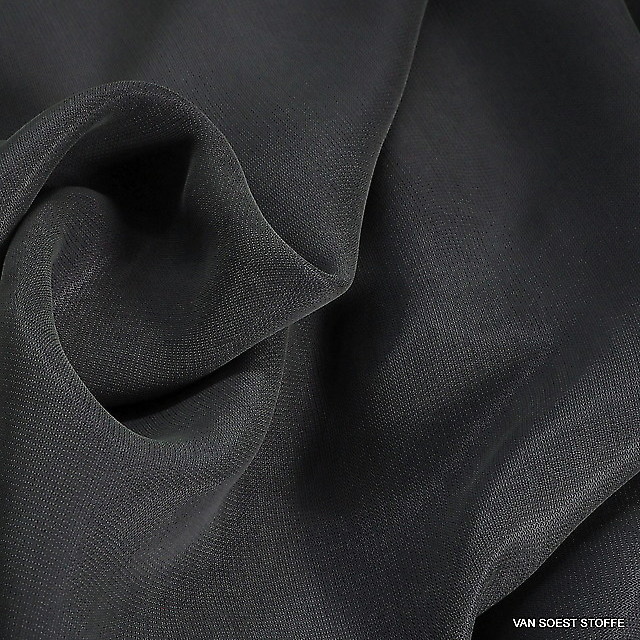 Lightweight soft micro herringbone in cupro/viscose in black | View: Cupro Viscose mini herringbone in black