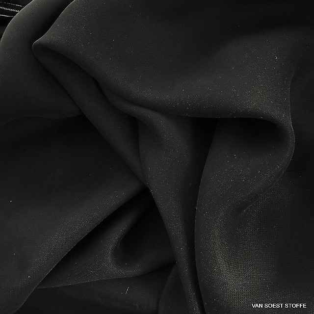 Lightweight soft micro herringbone in cupro/viscose in black | View: Cupro Viscose mini herringbone in black