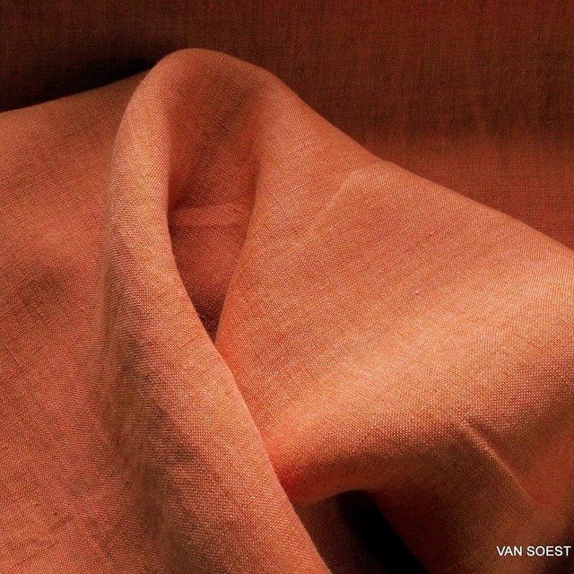 Maiorca 100% linen summery light in an intense orange | View: Maiorca 100% linen summery light in an intense orange