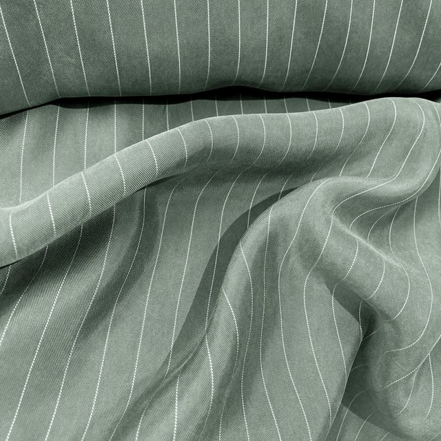 Matt Shiny Dandy Fine Stripe Satin Cupro Mix Grey White | View: Matt Shiny Dandy Fine Stripe Satin Cupro Mix Grey White