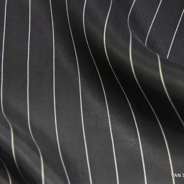 Matt Shiny Dandy Fine Stripe Satin Cupro Mix Black White | View: Matt Shiny Dandy Fine Stripe Satin Cupro Mix Black White