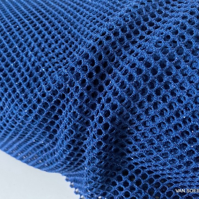 Mesh Laminata Twist -High Stretch- Royal Blue with Royal Blue Interwoven Shiny Particles | View: Mesh Laminata Twist -High Stretch- Royal Blue with Royal Blue Interwoven Shiny Particles