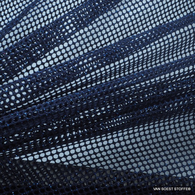 Mesh Laminata Twist -High Stretch- Navy Blue with Royal Blue Interwoven Shiny Particles | View: Mesh Laminata Twist -High Stretch- Navy Blue with Royal Blue Interwoven Shiny Particles