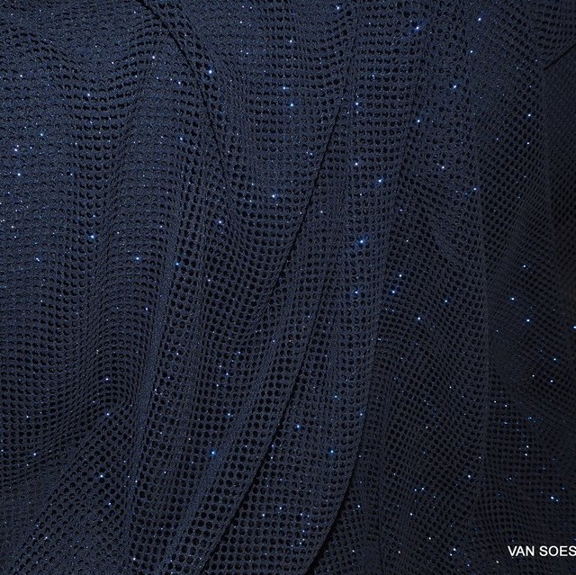 Mesh Laminata Twist -High Stretch- Navy Blue with Royal Blue Interwoven Shiny Particles | View: Mesh Laminata Twist -High Stretch- Navy Blue with Royal Blue Interwoven Shiny Particles