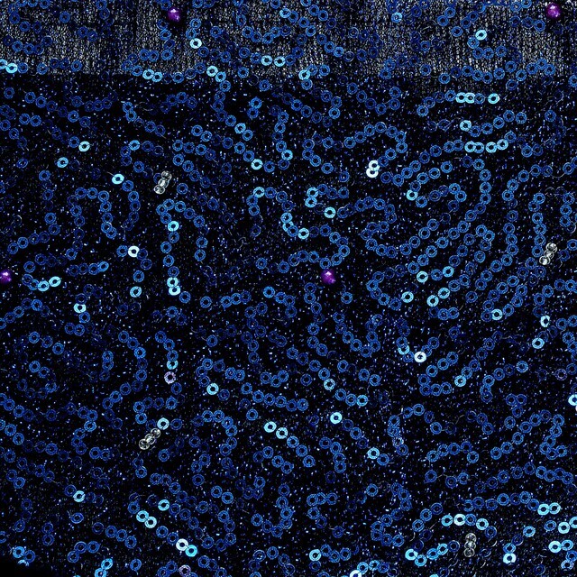 Mini sequins + beads in dark navy on glitter mesh jacquard fabric