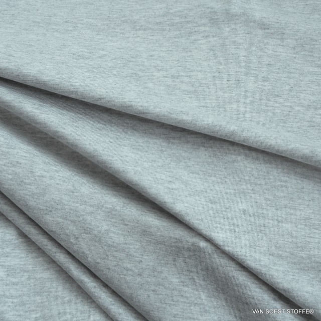 Modal High Stretch schwerer Jersey in light melange grey - Sportswear - T-Shirts - Underwear Yoga Wellness | Ansicht: Modal High Stretch Jersey in light melange grey - Sportswear - T-Shirt
