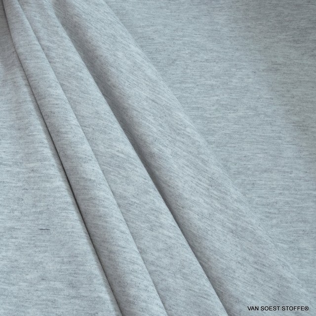 Modal High Stretch schwerer Jersey in light melange grey - Sportswear - T-Shirts - Underwear Yoga Wellness | Ansicht: Modal High Stretch Jersey in light melange grey - Sportswear - T-Shirt