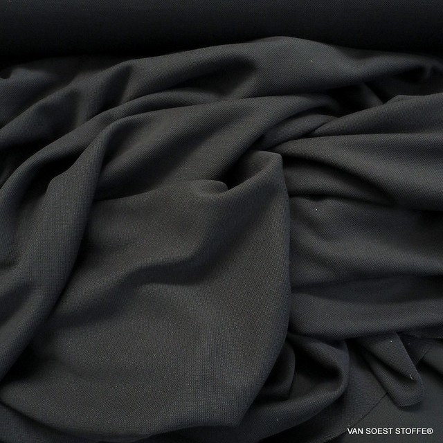 Modal™ piqué jersey blend in deep black | View: Modal™ piqué jersey blend in deep black
