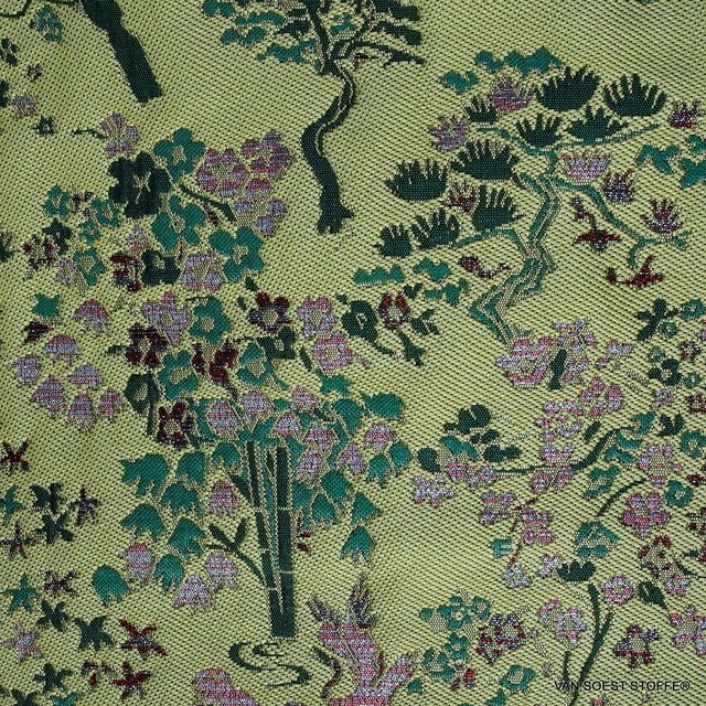 Modischer original China Jacquard in Gelb - Grün