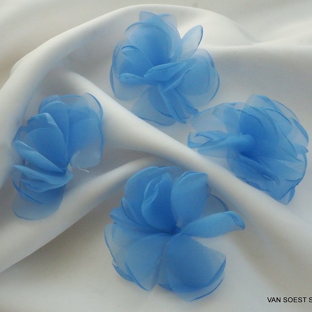 Organza 3-Lagen Blume in Bleu | Ansicht: Organza 3 Lagen Blume in Bleu