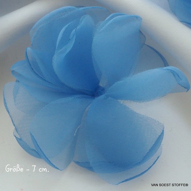 Organza 3-layer flower in Bleu