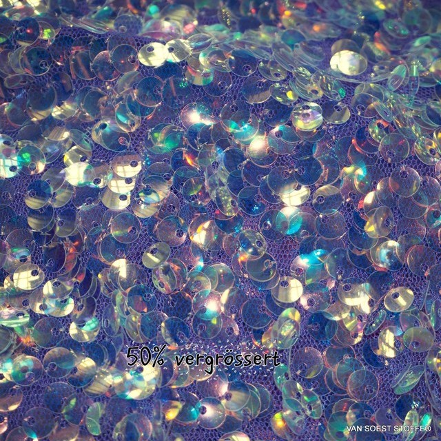 Sequins wonder with iridescent sequins on purple fine tulle | View: Sequins wonder with iridescent sequins on purple fine tulle