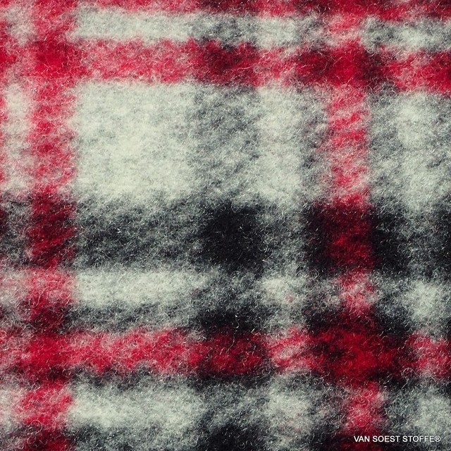 Red Overkaro Walk fabric in gray melange