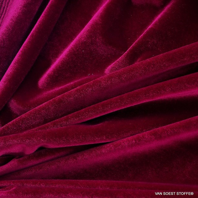Velvet with high stretch content in cherry