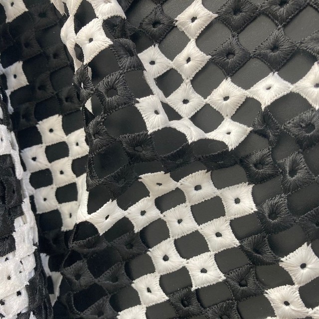 Black and White Italian Couture Guipure Lace