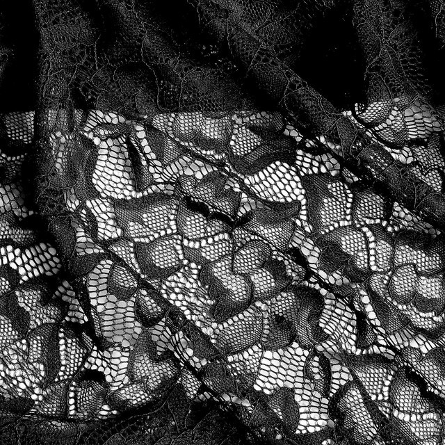 Schwarze Stretch Blumen Spitze Stoff | Ansicht: Schwarze Stretch Blumen Spitze Stoff