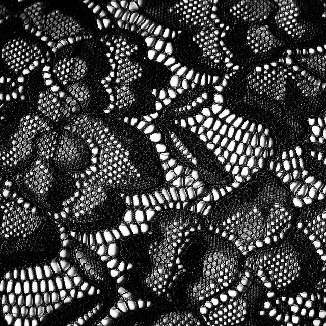 Schwarze Stretch Blumen Spitze Stoff | Ansicht: Schwarze Stretch Blumen Spitze Stoff