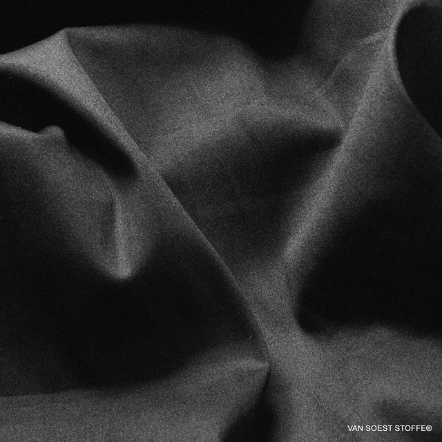 Black stretch cotton satin in matte | View: Black stretch cotton satin in matte