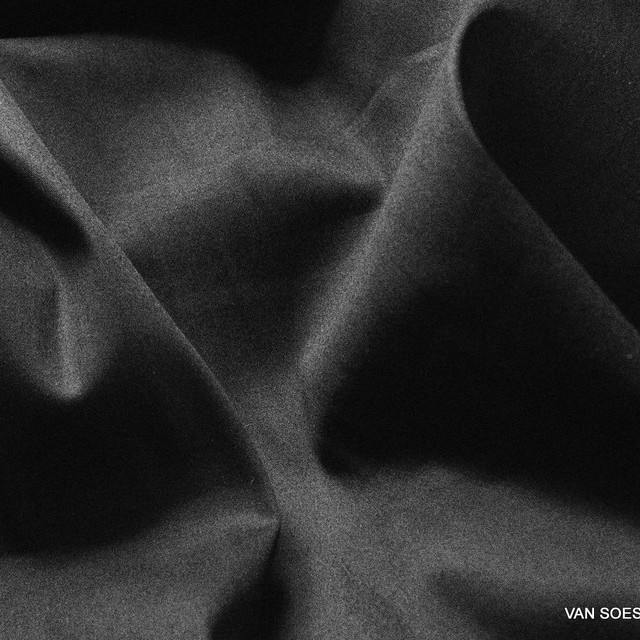 Black stretch cotton satin in matte | View: Black stretch cotton satin in matte