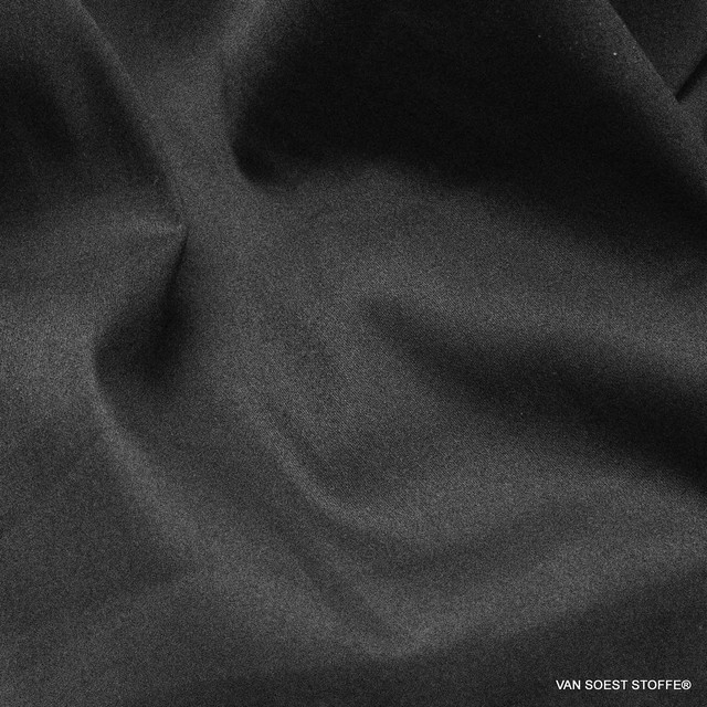 Black stretch cotton satin in matte