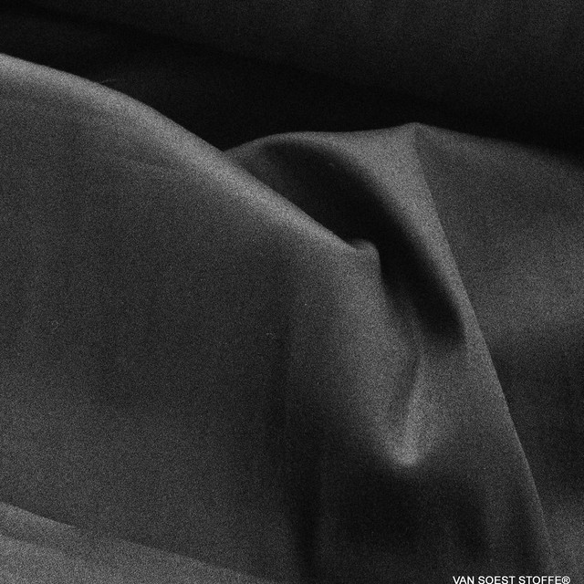 Black stretch cotton satin in matte | View: Black stretch cotton satin in matte