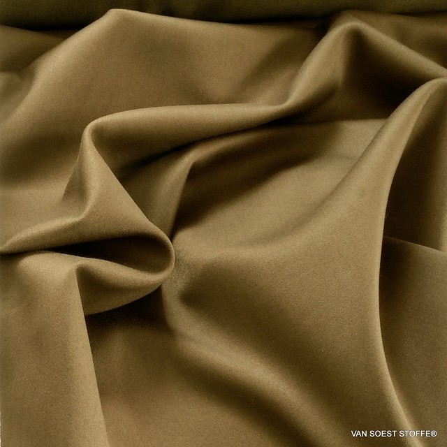 Heavy stretch satin in Tencel™ blend in Turmeric = brown-olive | View: Heavy stretch satin in TENCEL® blend in Turmeric = brown-olive