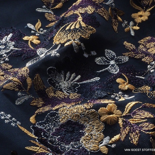 Silver-gold floral embroidery lace | View: Silver-gold floral embroidery lace