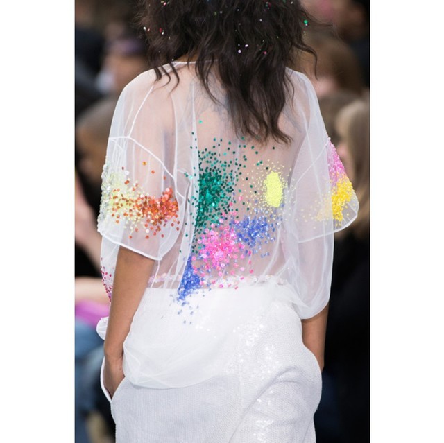 Summer sequins art on white chiffon | View: Summer sequins art on white chiffon