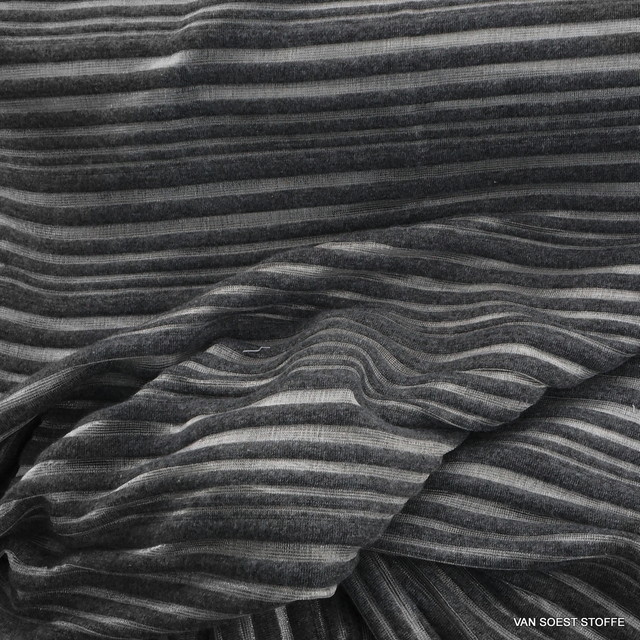 Stretch Glanz Rib Streifen in Silber - Grau | Ansicht: Stretch Glanz Rib Streifen in Silber - Grau