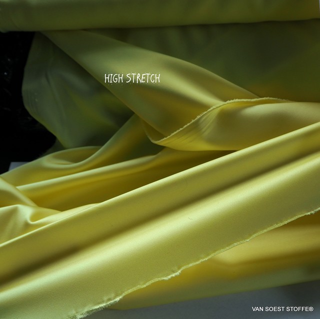 Stretch silk imitation satin in great lemon yellow