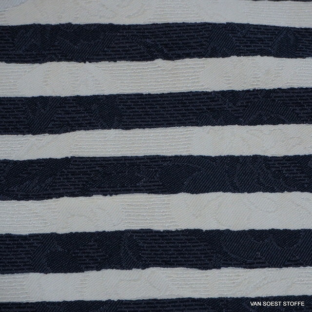 Stretch jeans jacquard in navy -white cross stripe | View: Stretch jeans jacquard in navy -white cross stripe