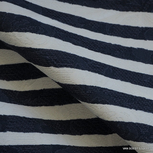 Stretch jeans jacquard in navy -white cross stripe | View: Stretch jeans jacquard in navy -white cross stripe