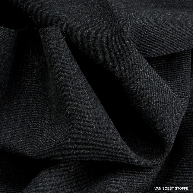 Stretch melange gabardine in dark grey