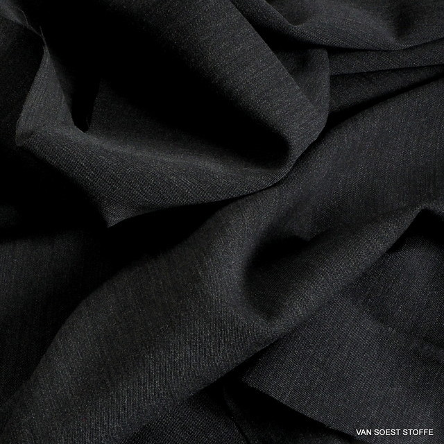 Stretch melange gabardine in dark grey | View: Stretch melange fine gabardine in dark grey