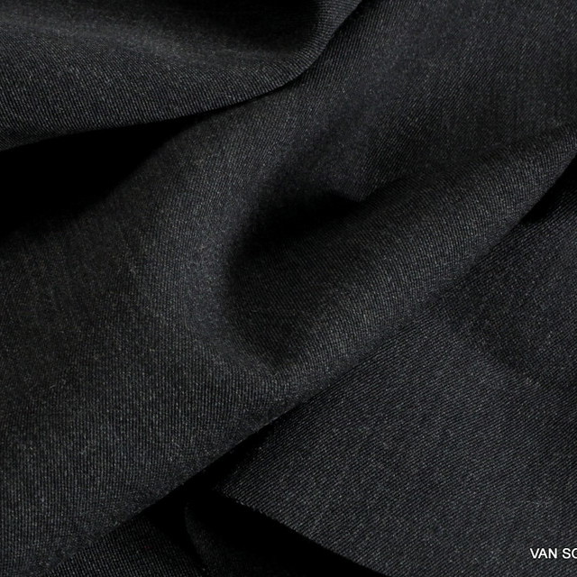 Stretch melange gabardine in dark grey | View: Stretch melange fine gabardine in dark grey