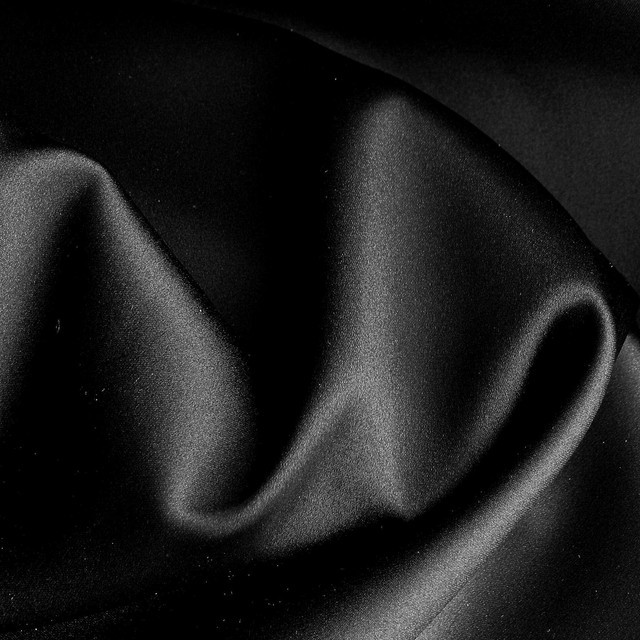 Stretch silk satin 19 mm. in deep black dull satin