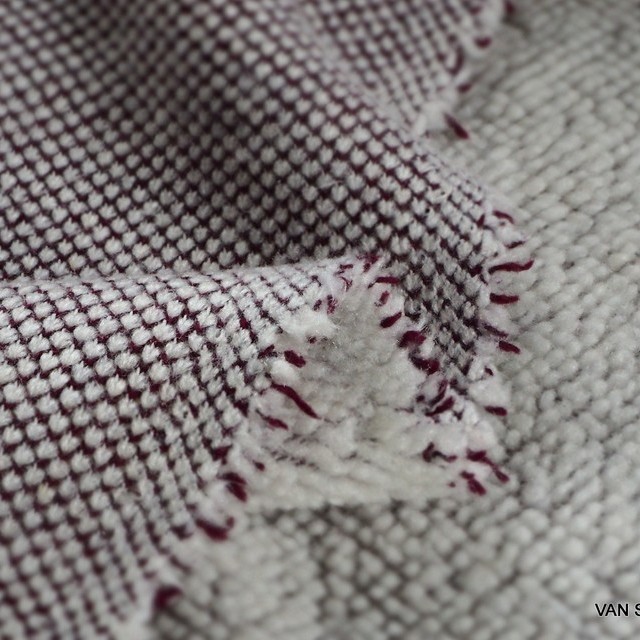 Stretch knit cotton blend as sweat fur in burgundy white | View: Stretch knit cotton blend as sweat fur in burgundy white