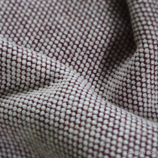 Stretch knit cotton blend as sweat fur in burgundy white | View: Stretch knit cotton blend as sweat fur in burgundy white