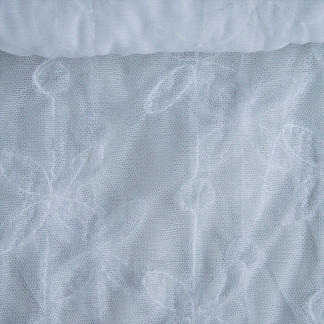 STRETCH TÜLL THREAD FLOWER WHITE