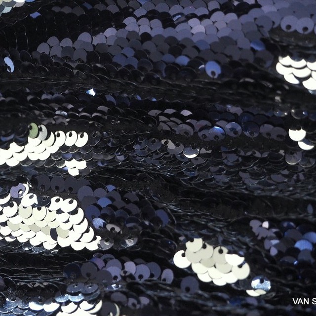 Stretch Zauber Pailletten tief schwarz - Silber | Ansicht: 0918 Stretch Zauber Pailletten neue Farben