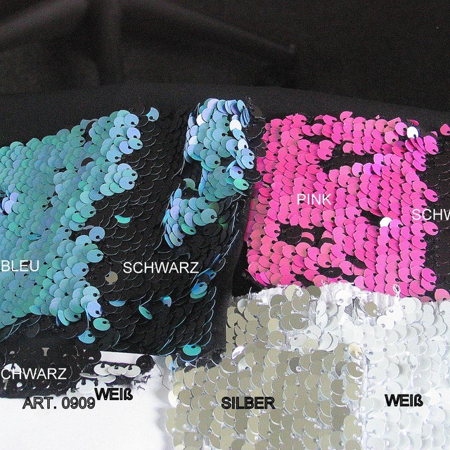 Stretch Zauber Pailletten tief schwarz - Silber